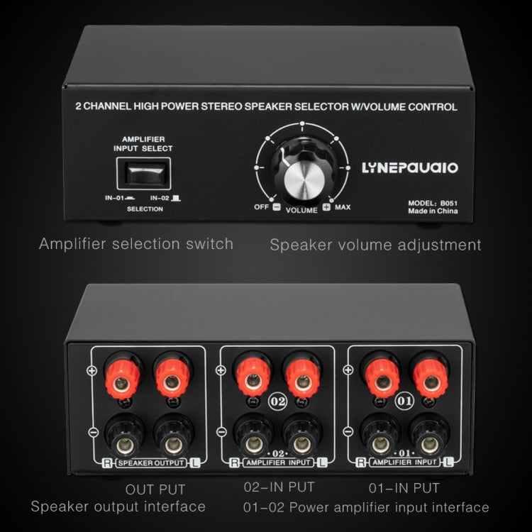 B051 2 Input And 1 Output Power Amplifier And Speaker Selection Switcher Output With Volume Adjustment 2 Power Amplifiers Audio Switcher Switch Distribution Comparator, B051