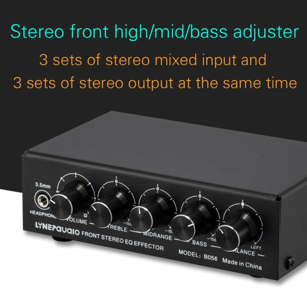 3-Channel Mixer Front Stereo Amplifier High / Mid / Bass Adjuster, USB 5V Power Supply, US Plug, B056