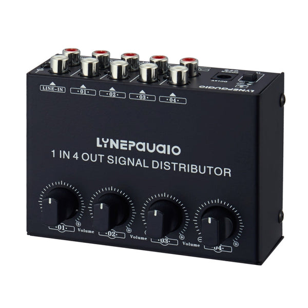 1-In 4-Out Front Stereo Signal Amplifier, Independent Output Volume Adjustment RCA Interface No Loss  Allocator, US Plug, B029