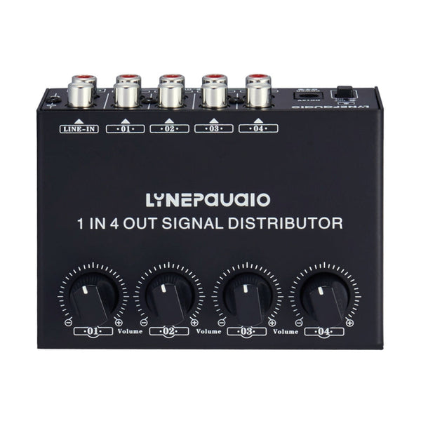 1-In 4-Out Front Stereo Signal Amplifier, Independent Output Volume Adjustment RCA Interface No Loss  Allocator, US Plug, B029