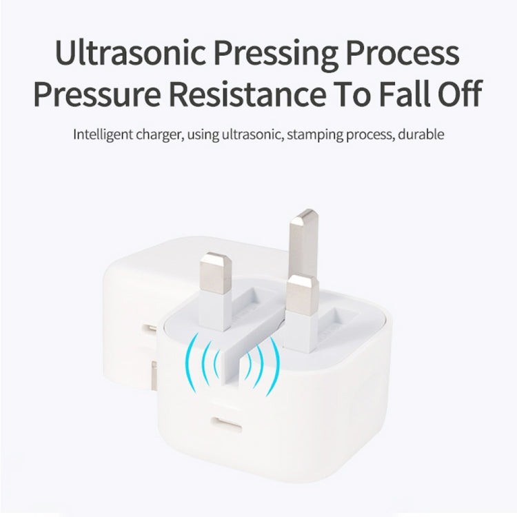 A2344 20W PD 3.0 Type-C / USB-C Folding Travel Charger + USB-C / Type-C to 8 Pin Fast Charging Data Cable Set, UK Plug, Length: 2m