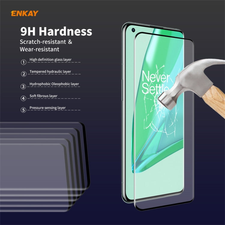 For OnePlus 9 Pro ENKAY Hat-Prince 0.26mm 9H 3D Explosion-proof Full Screen Curved Heat Bending Tempered Glass Film, 1 PCS, 2 PCS, 5 PCS