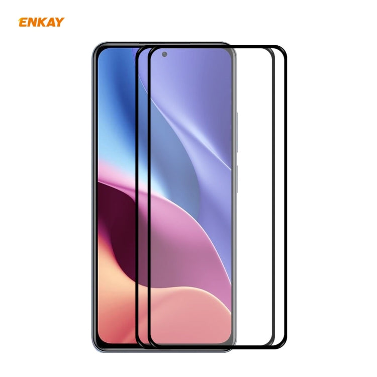 2 PCS ENKAY Hat-Prince Full Glue 0.26mm 9H 2.5D Tempered Glass Full Coverage Film