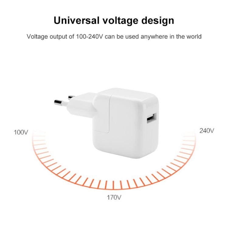 12W USB Charger + USB to 8 Pin Data Cable for iPad / iPhone / iPod Series, EU Plug