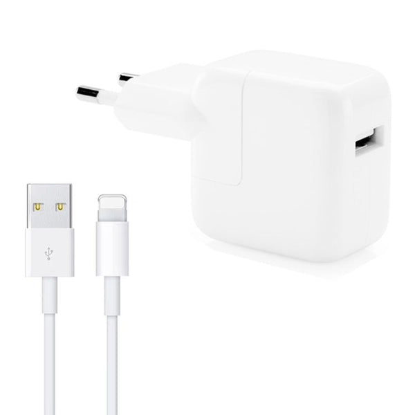 12W USB Charger + USB to 8 Pin Data Cable for iPad / iPhone / iPod Series, EU Plug