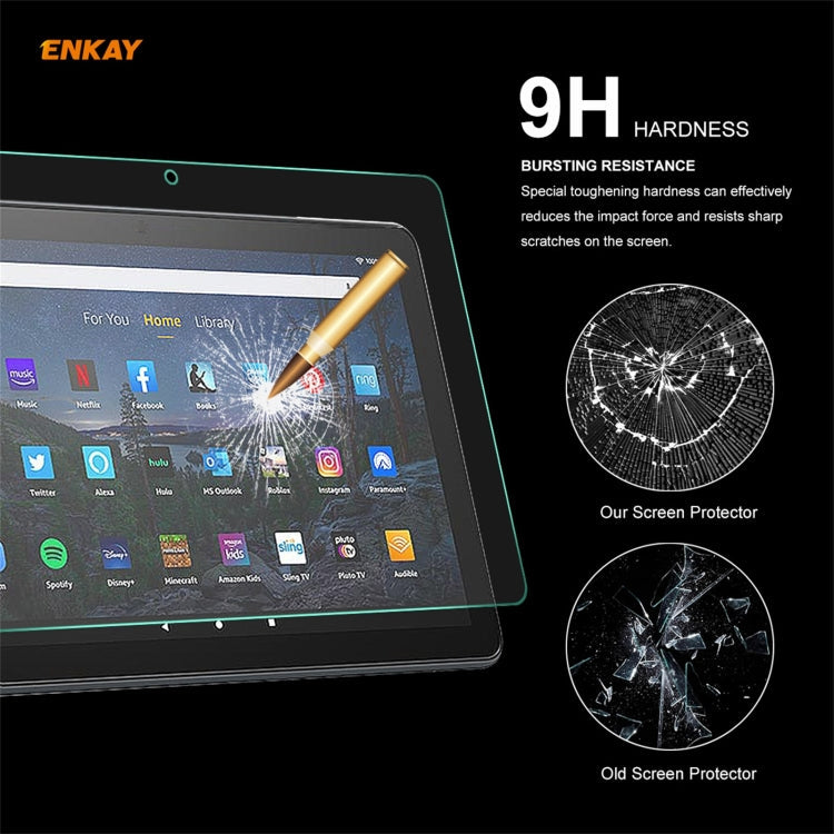 For Amazon Fire HD 10 / HD 10 Plus 2021 ENKAY Hat-Prince 0.33mm 9H Surface Hardness 2.5D Explosion-proof Tempered Glass Protector Film, 1 PCS, 2 PCS