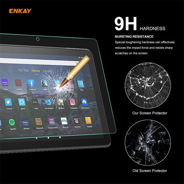 For Amazon Fire HD 10 / HD 10 Plus 2021 ENKAY Hat-Prince 0.33mm 9H Surface Hardness 2.5D Explosion-proof Tempered Glass Protector Film, 1 PCS, 2 PCS