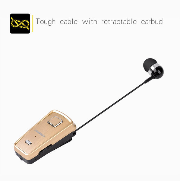 F980 CSR4.1 Retractable Cable Caller Vibration Reminder Anti-theft Bluetooth Headset, White