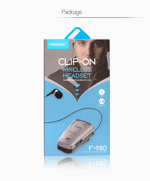 F980 CSR4.1 Retractable Cable Caller Vibration Reminder Anti-theft Bluetooth Headset, White