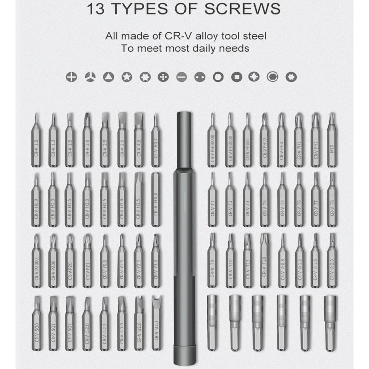A63 63 in 1 Screwdriver Set Mobile Phone Tablet Computer Disassembly and Maintenance Tool, A63 63 in 1