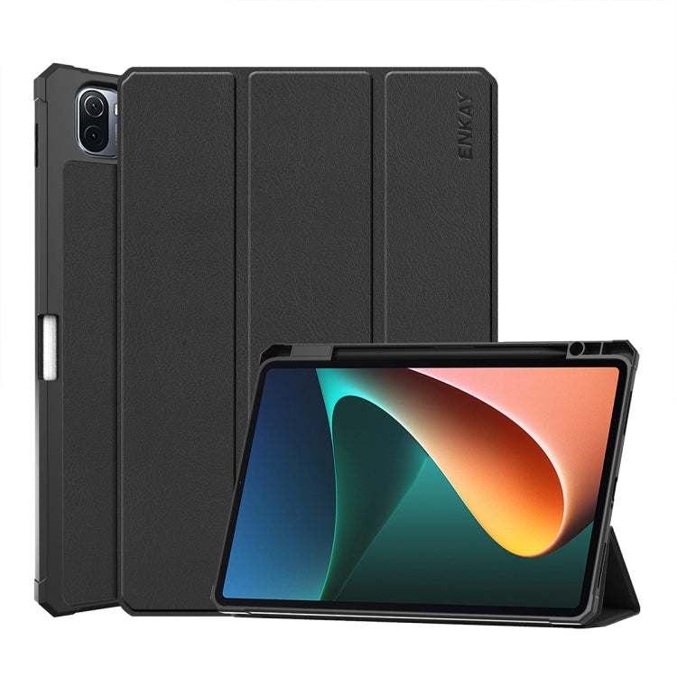 For Xiaomi Mi Pad 5 / 5 Pro ENKAY Custer Texture Horizontal Flip PU+TPU Leather Case with Three-folding Holder & Sleep / Wake-up Function & Pen Holder, For Xiaomi Mi Pad 5 / 5 Pro
