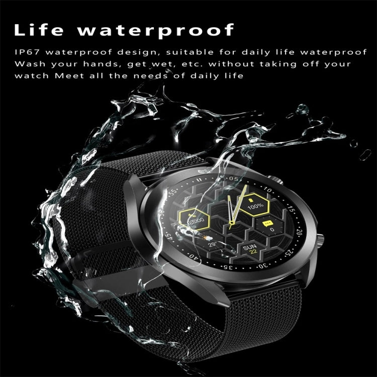 DW95 1.28 inch Color Screen Smart Watch, IP67 Waterproof,Steel Watchband,Support Bluetooth Call/Heart Rate Monitoring/Blood Pressure Monitoring/Blood Oxygen Monitoring/Sleep Monitoring