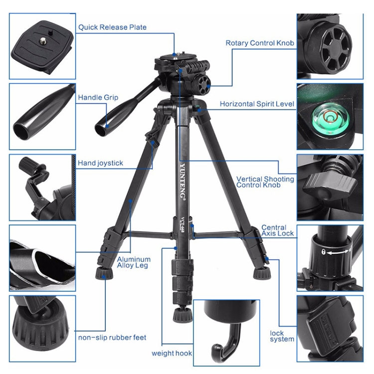 YUNTENG VCT-668 Aluminum Alloy Tripod Mount for 3 dimensional Damping Head, VCT-668