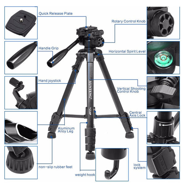 YUNTENG VCT-668 Aluminum Alloy Tripod Mount for 3 dimensional Damping Head, VCT-668