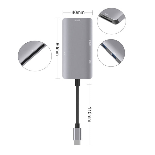 5 in 1 Data Read HUB Adapter with SD / TF / CF Card, Dual USB3.0 Ports, Dual USB3.0+SD / TF / CF Card