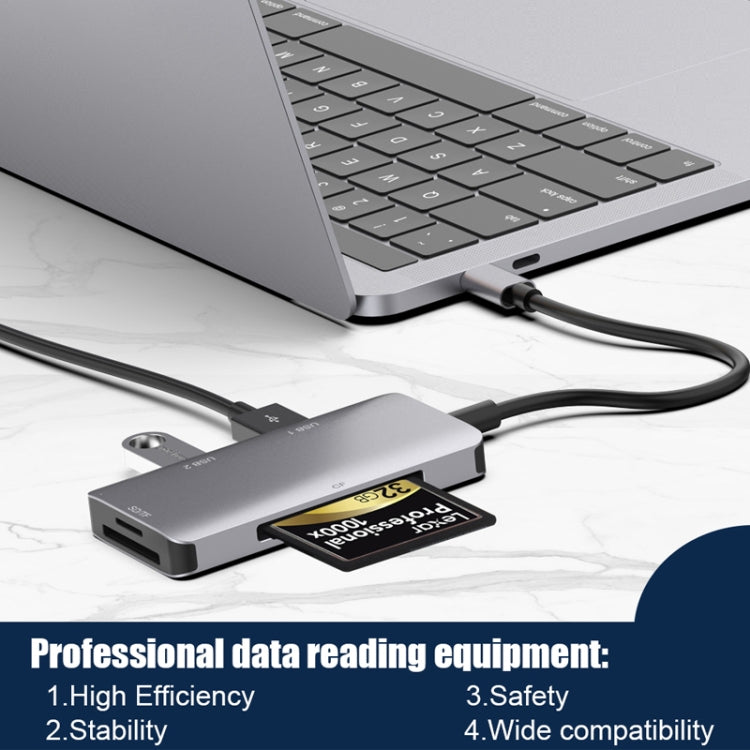 5 in 1 Data Read HUB Adapter with SD / TF / CF Card, Dual USB3.0 Ports, Dual USB3.0+SD / TF / CF Card