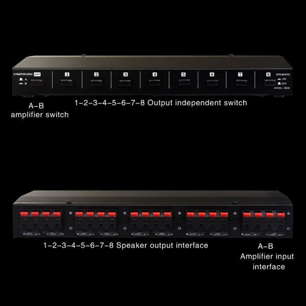100W 2 In 8 Out Power Amplifier Loudspeaker Box Switcher