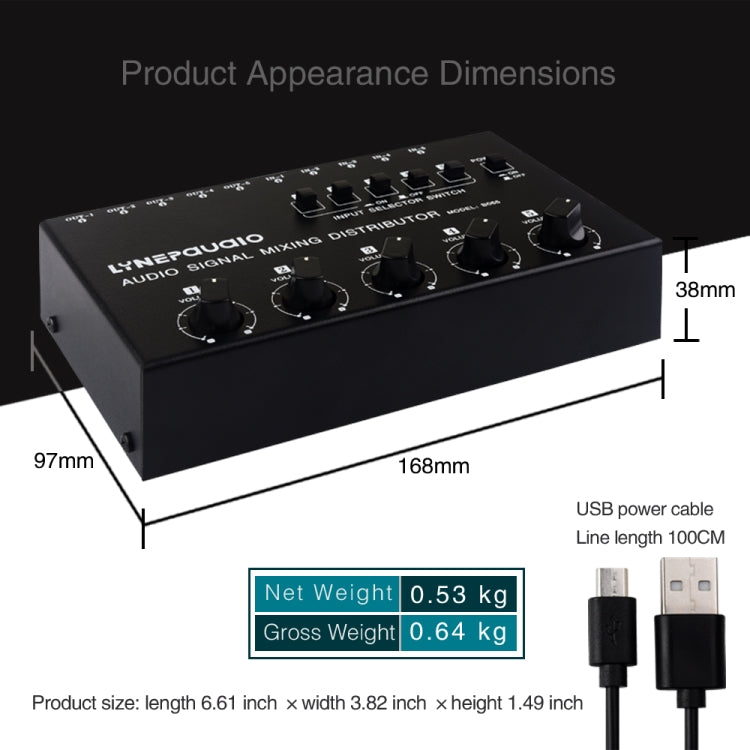 5 In 5 Out Audio Signal Selector Sound Mixing Distribute Device Input Independent Switch, 5 In 5 Out