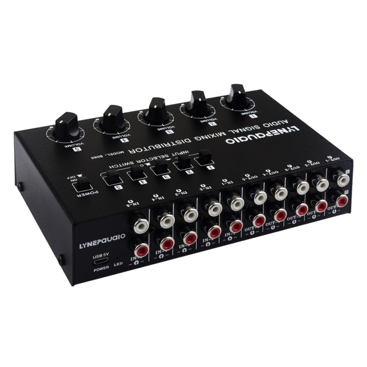 5 In 5 Out Audio Signal Selector Sound Mixing Distribute Device Input Independent Switch, 5 In 5 Out