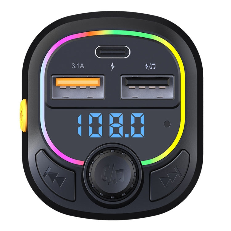 C28 Fast Charging Atmosphere Light Handsfree Car Kit Car Mp3 Player Stereo FM Transmitter, C28