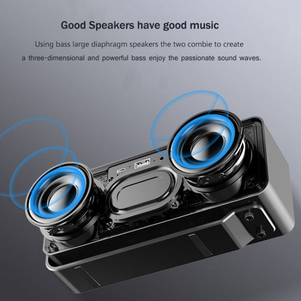 AEC K5 Mirror Alarm Clock Bluetooth Speakers with LED Light Support TF / FM