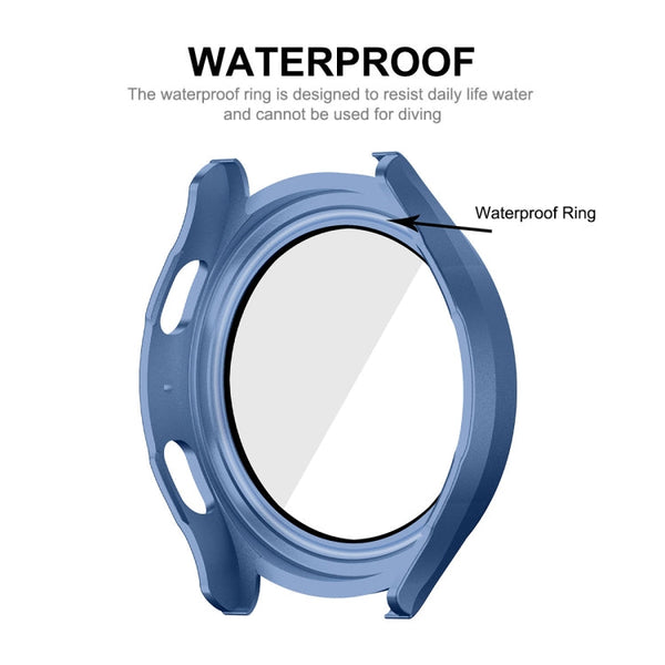 For Samsung Galaxy Watch4/5 44mm ENKAY Hat-Prince Waterproof Full Coverage PC Frame + 9H Tempered Glass Case