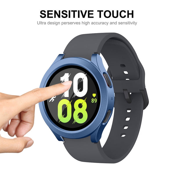 For Samsung Galaxy Watch4/5 44mm ENKAY Hat-Prince Waterproof Full Coverage PC Frame + 9H Tempered Glass Case