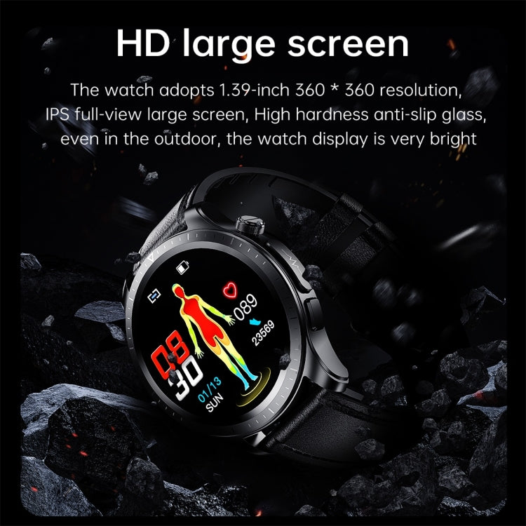 E420 1.39 inch Color Screen Smart Watch,Leather Watchband,Support Heart Rate Monitoring / Blood Pressure Monitoring