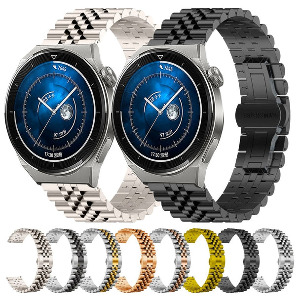 Five Bull Half Round Stainless Steel Watch Band + Strap Removal Tool, For Huawei Watch GT3 Pro 46mm, For Huawei Watch GT Runner, For Huawei Watch GT3 46mm