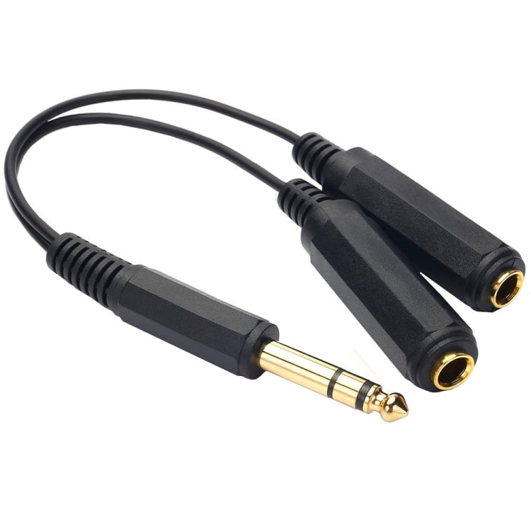 JUNSUNMAY 6.35mm 1/4 inch Male to Dual Female Stereo Audio Jack Adapter Cable, Length: 20cm, 6.35mm M to 2 x F 20cm