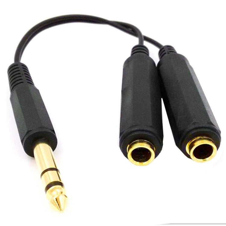 JUNSUNMAY 6.35mm 1/4 inch Male to Dual Female Stereo Audio Jack Adapter Cable, Length: 20cm, 6.35mm M to 2 x F 20cm