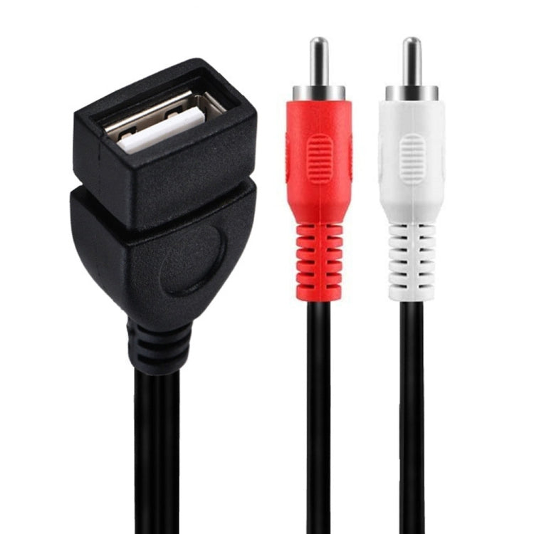 JUNSUNMAY USB 2.0 Female to 2 x RCA Male Video Audio Splitter Adapter Cable, 0.2m USB F to 2 RCA, 1.5m USB F to 2 RCA