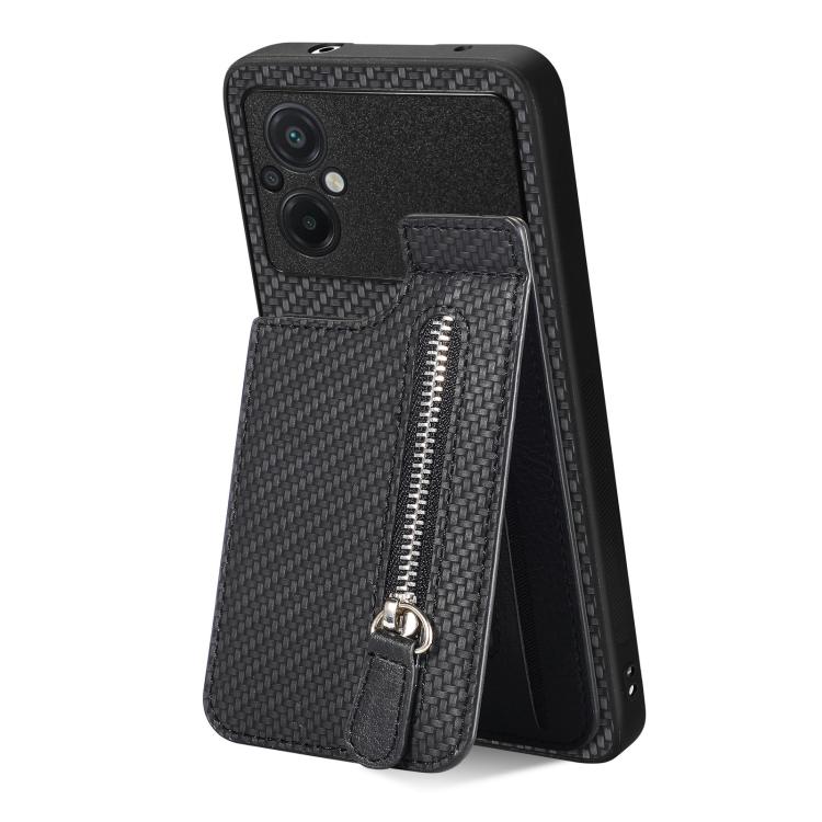 Carbon Fiber Vertical Flip Zipper Phone Case