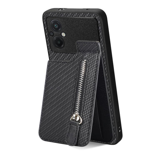 Carbon Fiber Vertical Flip Zipper Phone Case