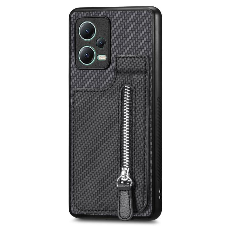 Carbon Fiber Vertical Flip Zipper Phone Case