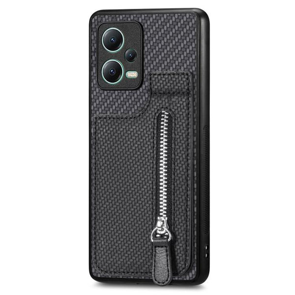 Carbon Fiber Vertical Flip Zipper Phone Case