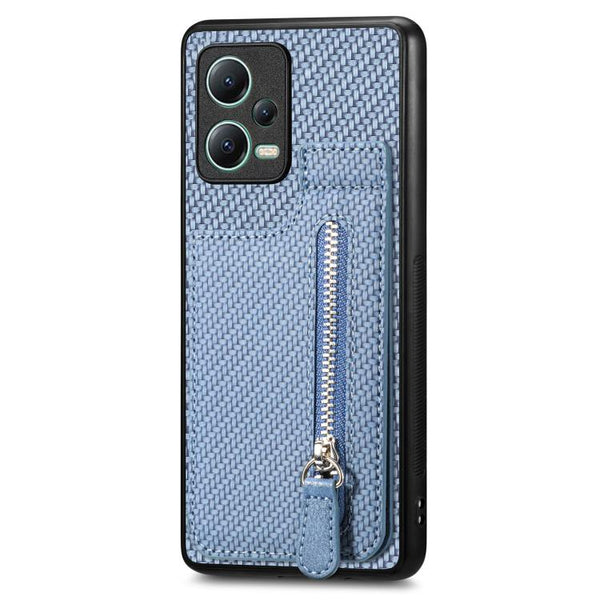 Carbon Fiber Vertical Flip Zipper Phone Case