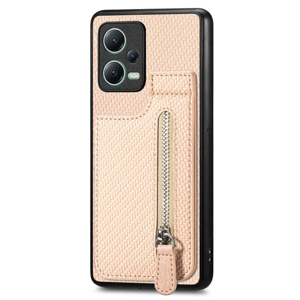 Carbon Fiber Vertical Flip Zipper Phone Case