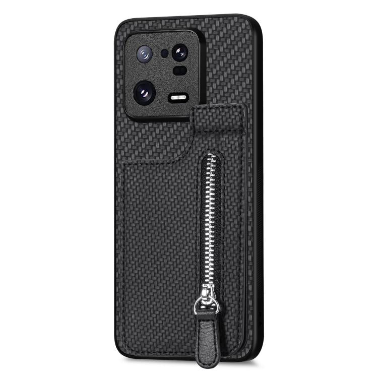 Carbon Fiber Vertical Flip Zipper Phone Case
