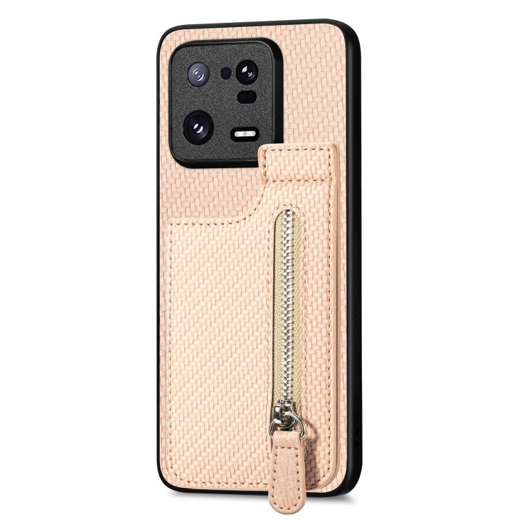 Carbon Fiber Vertical Flip Zipper Phone Case