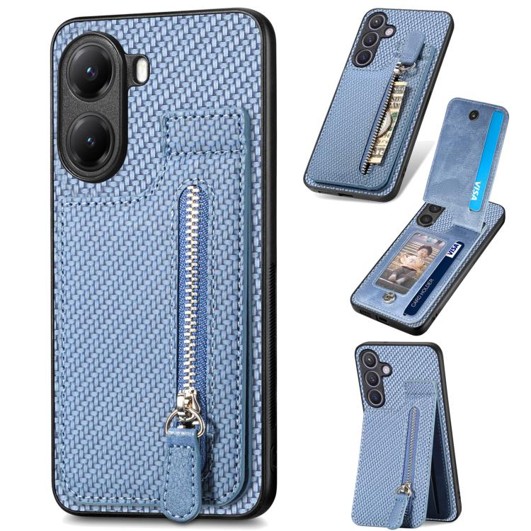 Carbon Fiber Vertical Flip Zipper Phone Case