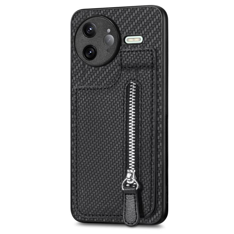 Carbon Fiber Vertical Flip Zipper Phone Case