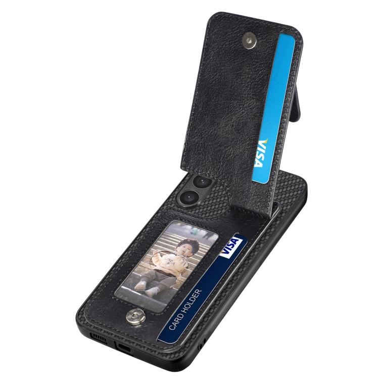 Carbon Fiber Vertical Flip Zipper Phone Case