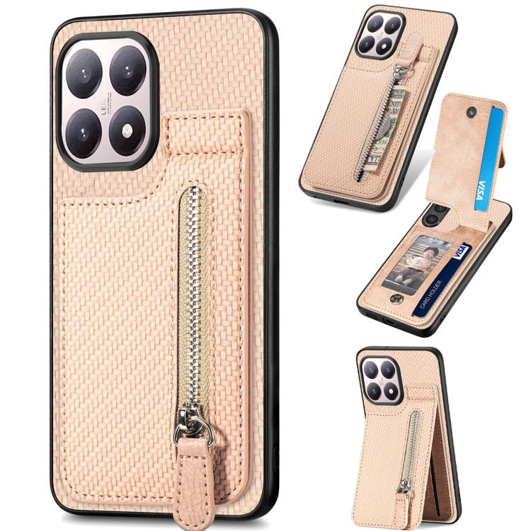 Carbon Fiber Vertical Flip Zipper Phone Case