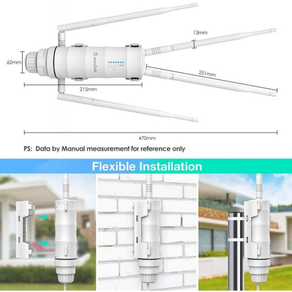 WAVLINK WN572HP3 AC1200 Dual Band Weatherproof Wireless Router Outdoor WiFi Extender, US Plug, EU Plug, UK Plug, AU Plug