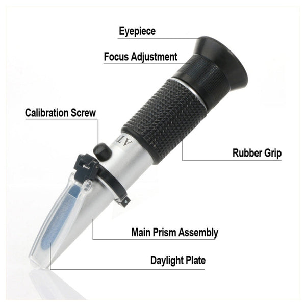 Alcohol Refractometer Sugar Grape Wine Concentration 0~25% Alcohol 0~40% Brix Tester Meter ATC Handheld Tool RZ121