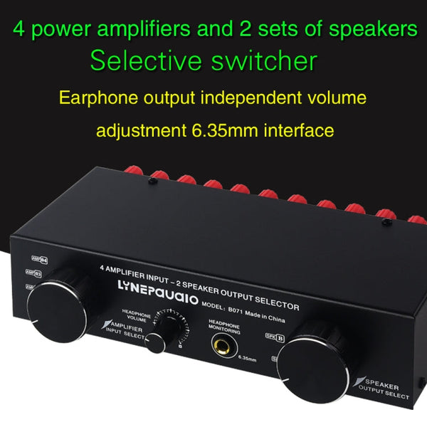 4 Input 2 Output or 2 In 4 Out Power Amplifier Speaker Selector Switcher, 4 Input 2 Output or 2 In 4 Out
