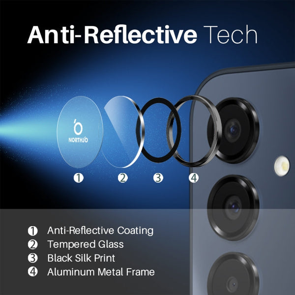 NORTHJO Camera Lens Protector CD Metal Ring Tempered Glass Film