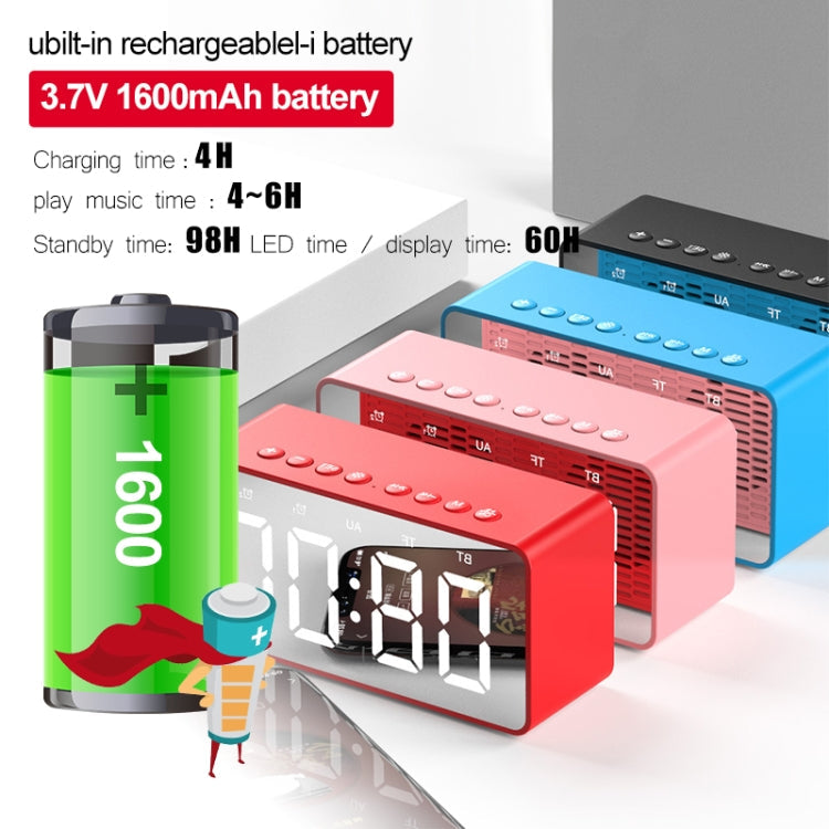 AEC BT506 Speaker With Wirror, LED Clock Display, Dual Alarm Clock,Snooze, HD hands-free Calling, HiFi Stereo.