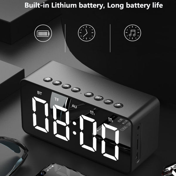 AEC BT506 Speaker With Wirror, LED Clock Display, Dual Alarm Clock,Snooze, HD hands-free Calling, HiFi Stereo.